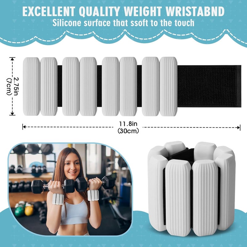 Gallia Wrist Weights, 2Pack Adjustable Wearable Wrist Ankle Weights for Women/Men, Silicone Wrist Bangles for Walking, Yoga, Pilates, and Gym, Arm & Leg Workout, 2lb - Image 2